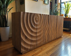 59  Modern Wood 4-door Sideboard Buffet 3d Ripple Cabinet Storage Credenza Mcm