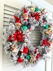 Vtg Christmas Ornament Wreath Knee Hugger Elf Santa Deer Pixie Shiny Brite 21 