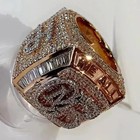 2 80ct Round Real Moissanite Customize Letter Men s Ring 14k Rose Gold Plated