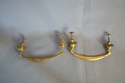 Fine Pair Antique Cast Brass Bail Pulls W Rosette Backplates C 1890s  r13 