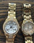 Lot Of 2 Women   s Guess Gold Tone Watches For Repair   Parts   Need Batteries
