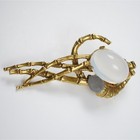 Vintage Jeanne Signed Gold Tone Brooch Pin Winding Bamboo Milky Cabochon Rare