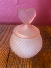 Vintage Heart Pink Frosted Glass Vanity Dresser Set 