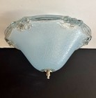 Vintage 1930   s-1940   s Art Deco Semi Flush Blue Glass Ceiling Light Fixture