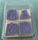 Stampin    Up  -very Merry-rubber   Wood 4 Piece Stamp Set- Used-christmas