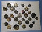 Antique Victorian 28 Pc Round Stamped Brass Cut Steel Studded Mixed Button Lot