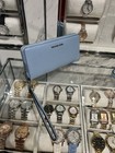 Michael Kors Lady Long Large Zip Around  Blue Leather Wallet Clutch Phone Holder