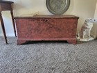 19th-century American Primitive Blanket Chest Great Early Red Paint Farmhouse 