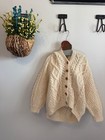 Vintage Ivory Chunky Cable Knit Wool Cardigan Sweater