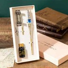 Retro Glass Dip Ink Pen Set Vintage Quill Pen Calligraphy Crystal Writing