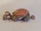 Pink Poodle Pin Cushion Florenza Bobble Head   Tail Rhinestone Eyes Vintage Gift