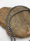 Native American 5mm Sterling Silver Beads Navajo 30  Single Strand Necklace