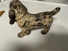 Vintage Original Hubley Cast Iron Dog Cocker Spaniel Red Collar C1930s Door Stop