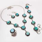 Dominican Republic Larimar Gemstone 925 Silver Handmade Jewelry Set