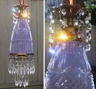 Vintage Lavender Lady Cupcake Purple Glass Crystal Brass Swag Lamp Chandeli