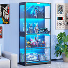 Display Cabinet With Glass Doors  65  Storage Cabinet With Led  4-tier Curio Cab
