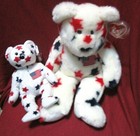 Lot Of 2-ty Beanie Buddy tylon- 01  baby-  98 -glory Bears-mwmt-blue   Red Stars
