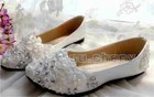 Su cheny Flat heel wedge White Lace Pearls Rhinestone Wedding Bridal Heels Shoes