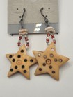 Handmade Star Dangle Earrings Bone Style Boho Southwestern Artisan