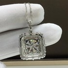 2 40ct Lab Created Diamond Round Pendant 14k White Gold Plated 18  Free Chain