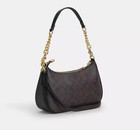 Ca548 Teri Shoulder Bag In Signature Canvas gold walnut black Free Shipping