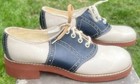 Vintage 1970 s Tan   Blue Saddle Shoes 8 1 2 Aa