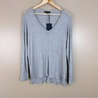 Gibsonlook Womens Gray Waffle Knit Long Sleeve V-neck Top Shirt Tunic Small
