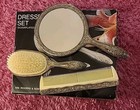 Antique Silver Plate Ladies Vanity Dresser Set Mirror Comb Brush Metal Floral
