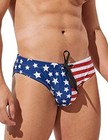 Mens Removable Pad Quick Dry Print Swim Briefs Large Star And Stripes