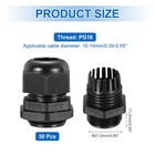 30pcs Cable Glands 10-14mm Thread Waterproof Adjustable Cable Connector Black