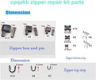 52 Pcs Zipper Repair Kit - Metal Head Sliders  Retainer  Insertion Pin  3 Colors