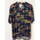 The Hawaiian Original Mens Aloha Shirt Blue Hula Girls Tropical Scene Large