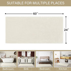 Luxury Bathroom Rug Shaggy Bath Mat 24 X 60 Inch Non Slip Chenille Cream White
