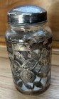 Vintage Sterling Silver Nestle Glass Pierced Floral 4 5 8  Jar 1920-1940