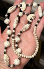 Antique 1920   s Czech Max Neiger Uranium Glass Elephants   Grapes Bead Necklace