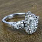 Moissanite Halo Engagement Ring 3 50 Carat Pear Cut Vvs1 Solid 14k White Gold