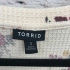Torrid Top Womens 3x Beige Waffle Knit Floral Long Sleeve Casual Basic