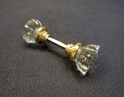 Incredible Pair Antique Victorian 12 Point Round Crystal Glass Door Knobs