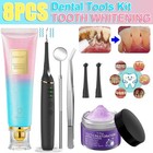 8pcs Tooth Cleaner Kit Teeth Whitening Powder   Toothpaste   Ultrasonic Machine