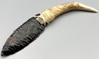 Handcrafted Mahogany Obsidian Knife With Deer Antler Handle     8 5 