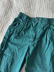 Vintage 90s Gymboree Pants And Hat Set Green blue Gingham Pattern Size 4 5t