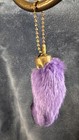 Vintage 3    1960s Lucky Charm Usa Real Rabbit s Foot Keychain Purple black Large