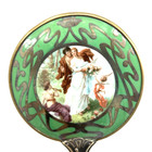 1900s Hand Mirror Victorian Scene Art Nouveau German Silver Handle Floral