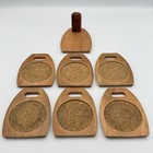 Vintage Stacking Wooden Coaster Set Mid Century Modern Cork Mcm 6 Pc   Holder
