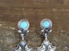 Native American Sterling Silver   Turquoise Post Dangle Earrings By Mccarthy