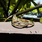 Moissanite Bridal Set Engagement Ring 2 50 Carat Pear Cut Solid 14k Yellow Gold