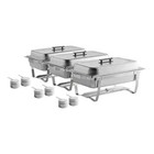 Choice Economy 8 Qt  Full Size Stainless Steel Chafer With Folding Frame - 3 cas