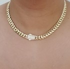 Women 14k Gold Plated Cz Cuban Choker Chain Necklace 16 
