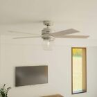 Hunter Fan 52 In Casual Brushed Nickel Indoor Ceiling Fan With Light And Remote