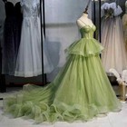 Custom Ball Gown Women Evening Dresses Spaghetti Straps Tulle Prom Party Gowns
